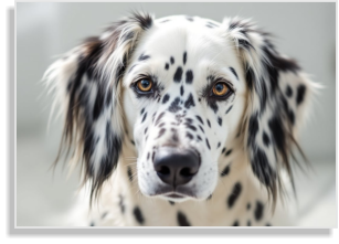 Langhaardalmatiner in weiß-schwarz